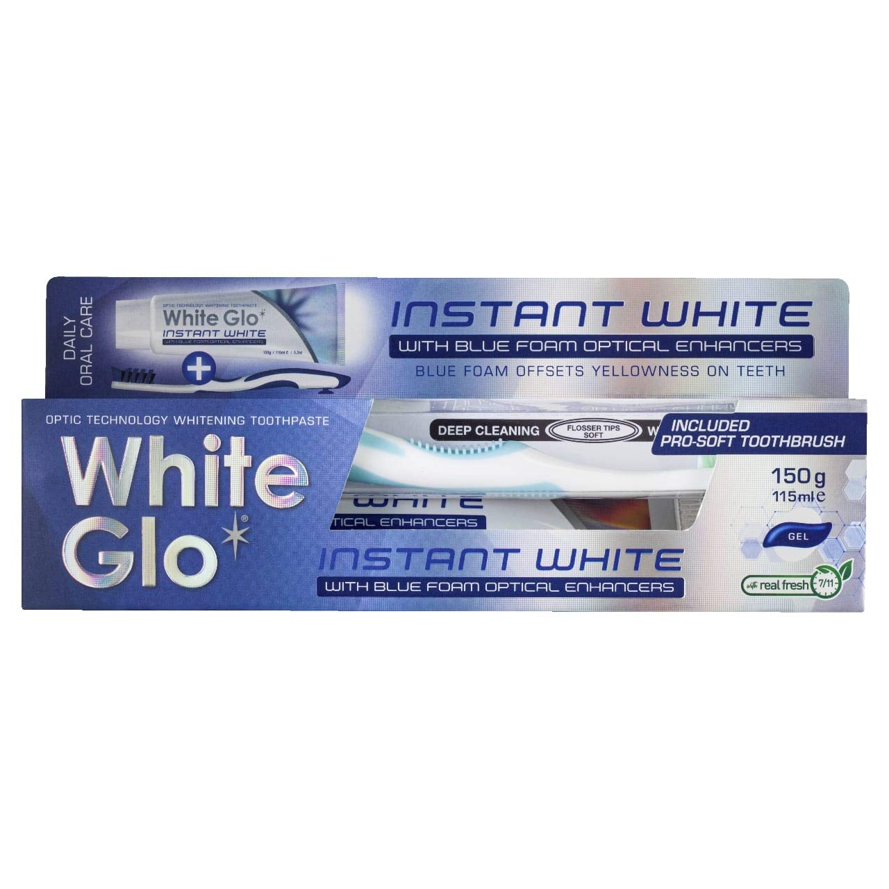 White Glo Instant White Optic Technology Toothpaste + Toothbrush – Instant Whitening