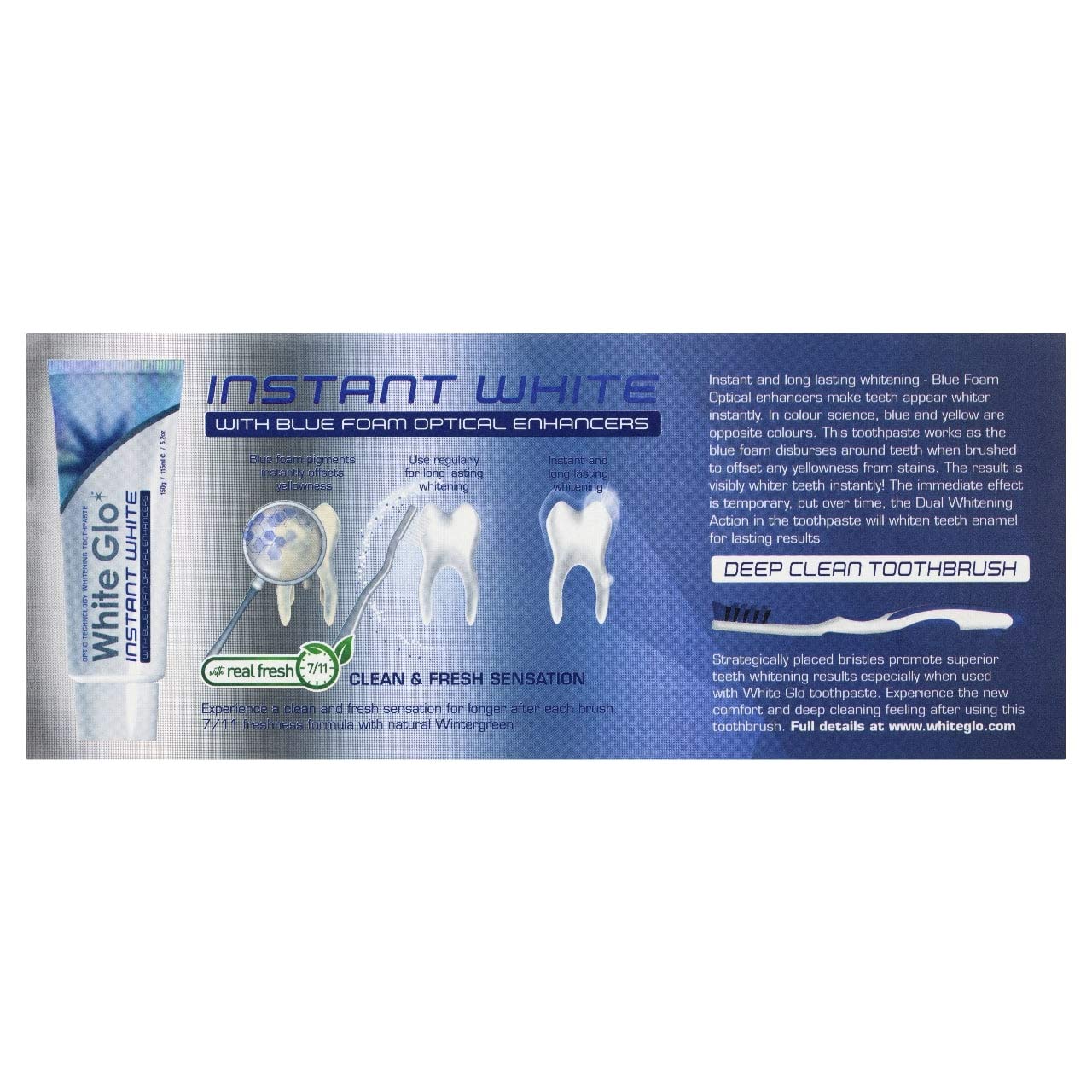 White Glo Instant White Optic Technology Toothpaste + Toothbrush – Instant Whitening