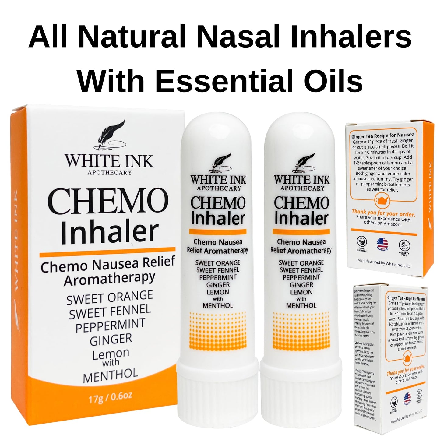 White Ink Apothecary Chemo Nausea Inhaler – Aromatherapy Relief (Drug-Free)