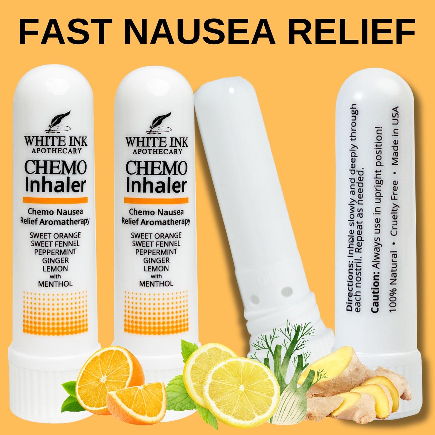 White Ink Apothecary Chemo Nausea Inhaler – Aromatherapy Relief (Drug-Free)