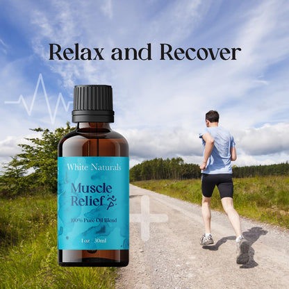 White Naturals Muscle Relief Essential Oil Blend – 100% Pure for Muscle Soreness & Joint Comfort | 1oz