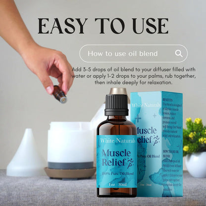 White Naturals Muscle Relief Essential Oil Blend – 100% Pure for Muscle Soreness & Joint Comfort | 1oz