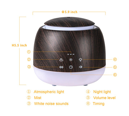 White Noise & Diffuser Sleep Sound Machine with Night Light - Deep Brown 300ml Diffuser