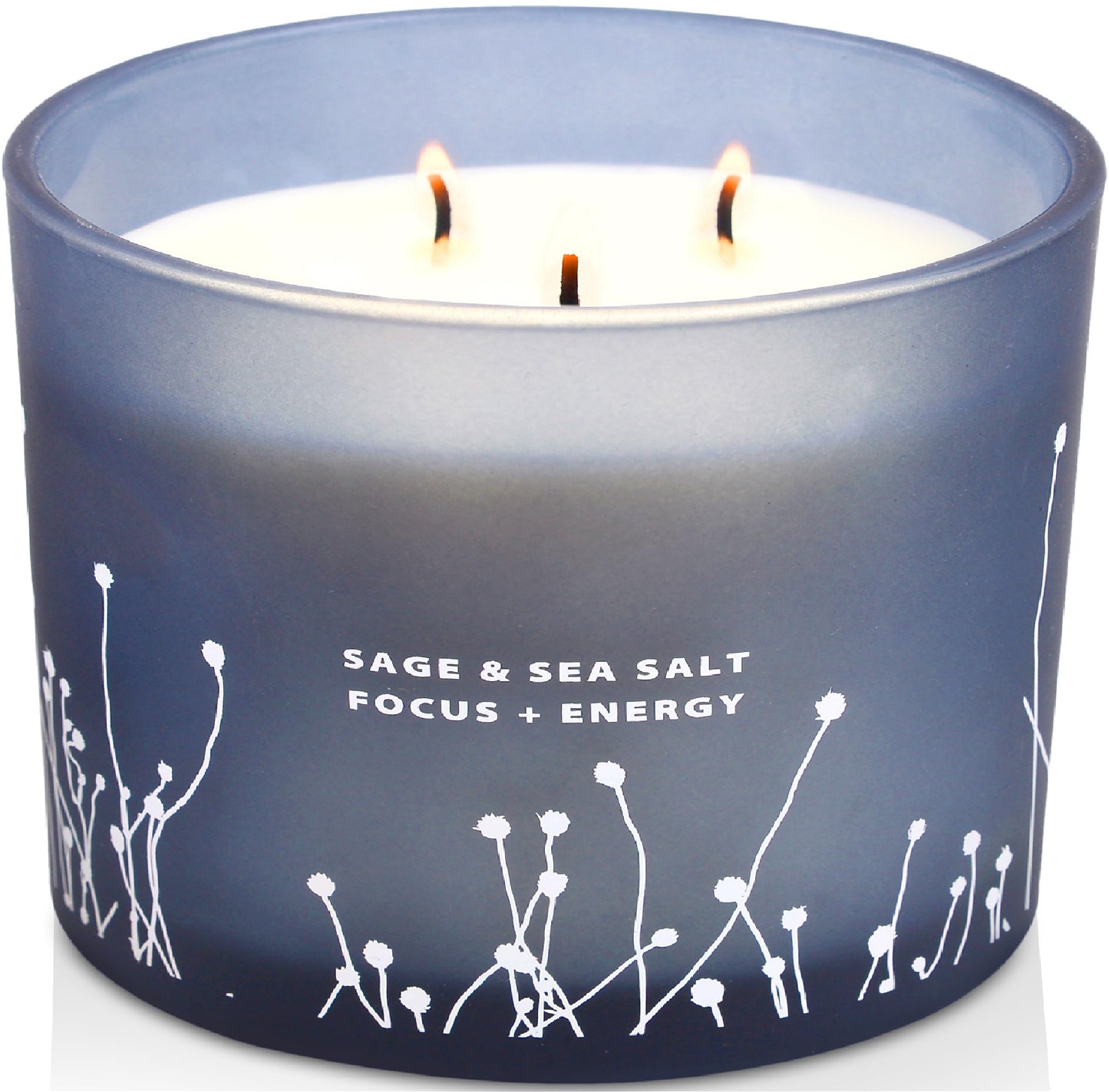 White Sage Sea Salt 3 Wick Candle – 14.5 oz Soy Candle for Cleansing & Aromatherapy