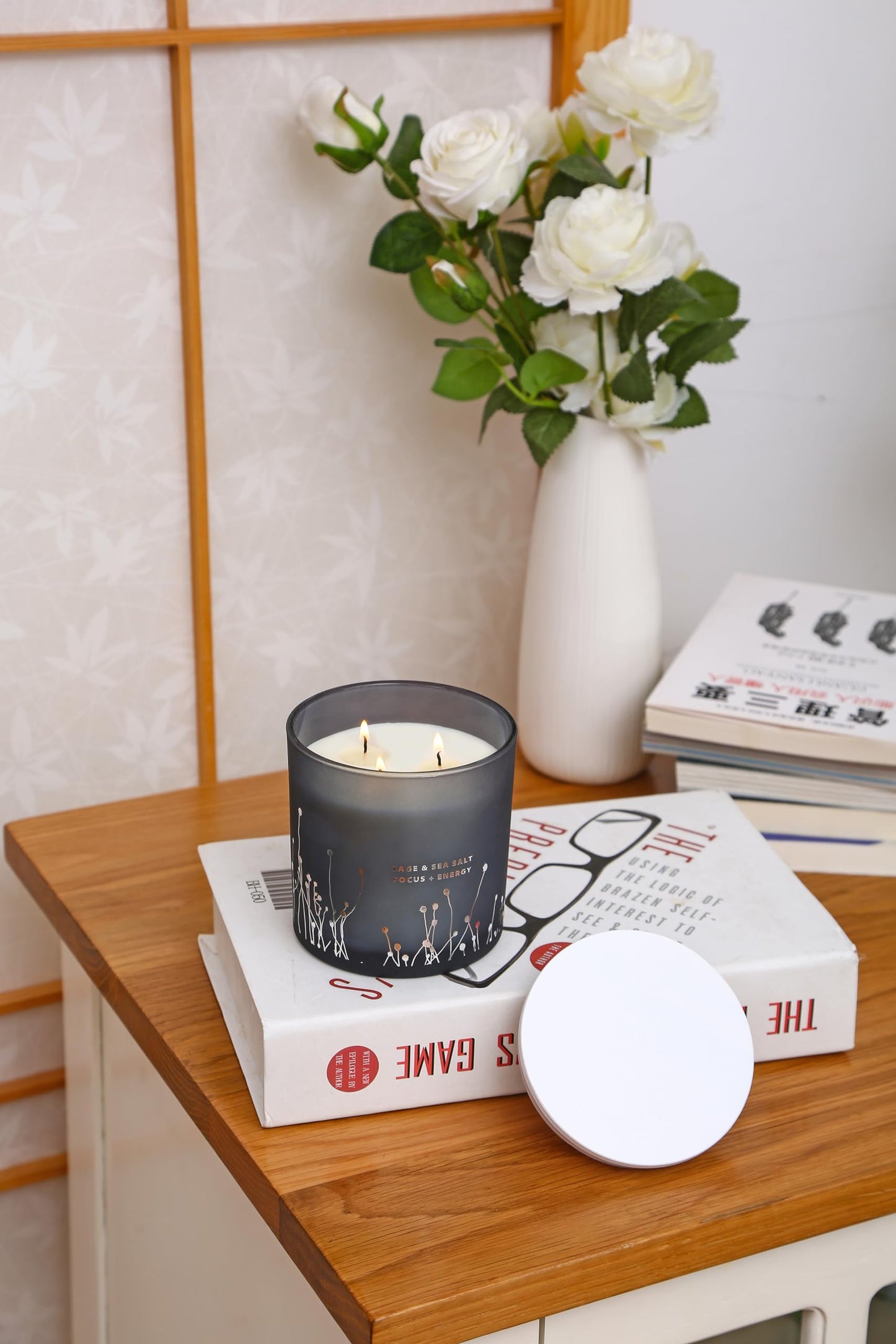 White Sage Sea Salt 3 Wick Candle – 14.5 oz Soy Candle for Cleansing & Aromatherapy