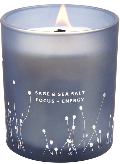White Sage Sea Salt Wood Wick Soy Candle 10.6 oz | Aromatherapy & Cleansing