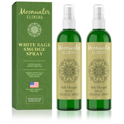 White Sage Smudge Spray – Reiki-Charged Spiritual Cleansing & Aura Protection (2x8oz)