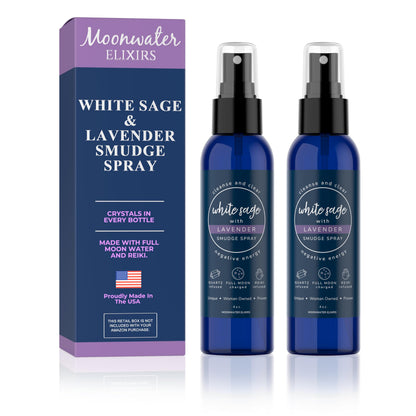 White Sage Smudge Spray for Spiritual Cleansing & Aura Protection – 2x 4oz | Moonwater Elixirs