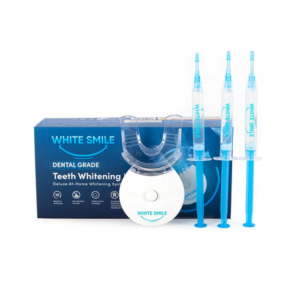 WHITE SMILE Teeth Whitening Kit – LED Light System, 35% Carbamide Peroxide, 3 Gel Syringes