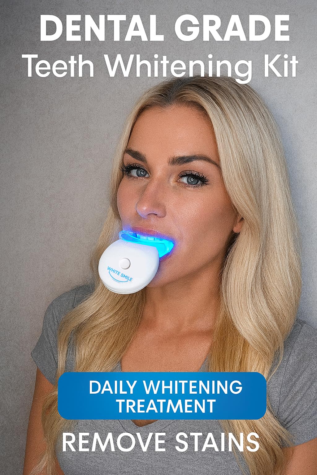 WHITE SMILE Teeth Whitening Kit – LED Light System, 35% Carbamide Peroxide, 3 Gel Syringes
