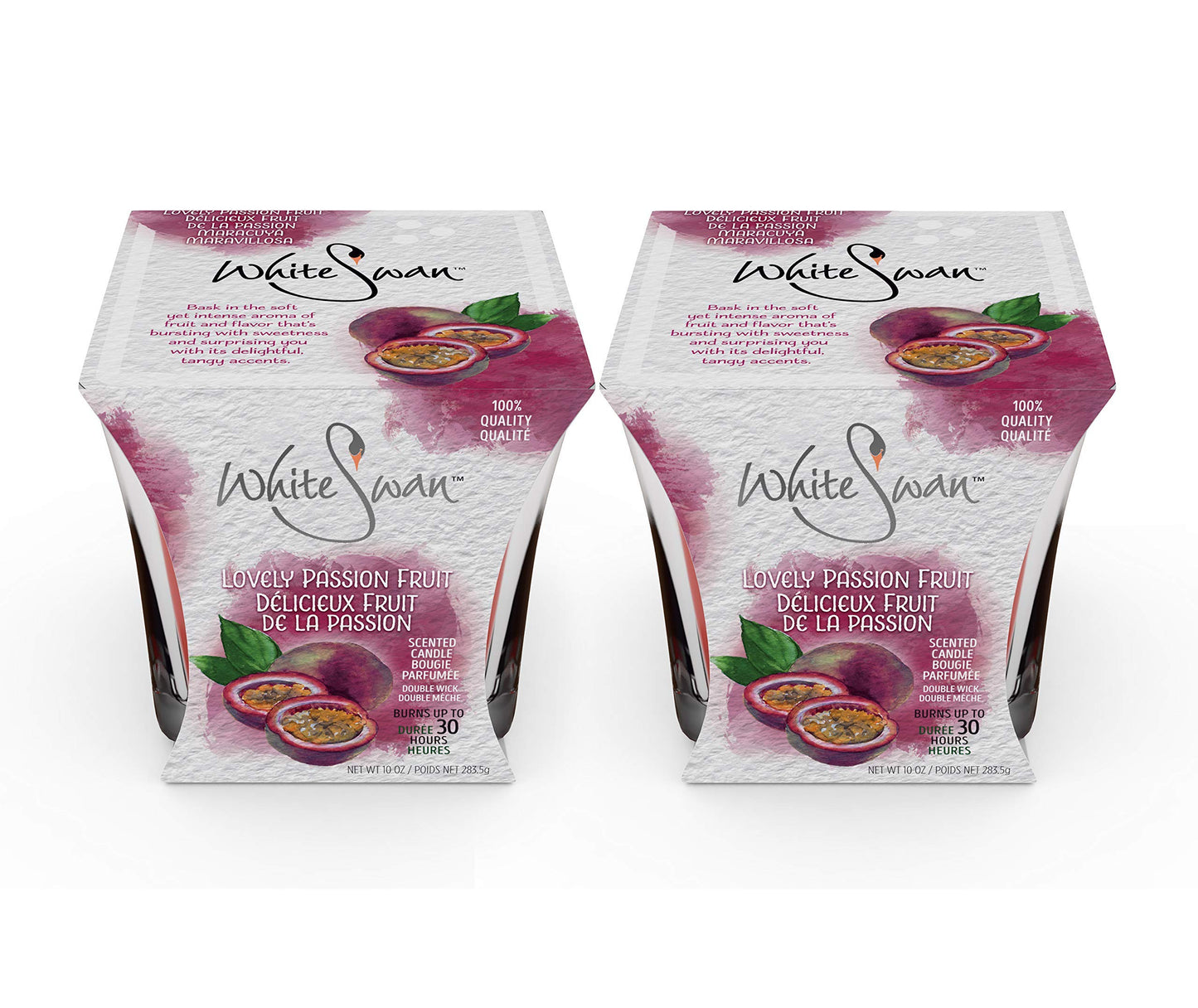 White Swan Premium Scented Candle Lovely Passion Fruit – 2-Pack, Up to 30 Hrs Each, Natural Fragrance for Bath or Bedroom
