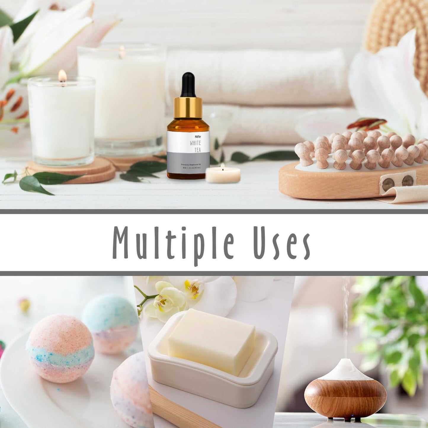 White Tea Fragrance Oil 30ml | MitFlor Premium Scented Oil for Soap, Candles & Diffusers