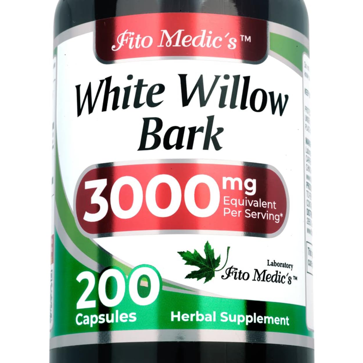 FITO MEDIC'S White Willow Bark | White Willow Extract | 180 Capsules Concentrate Extract | Herbal Supplement High Absorption