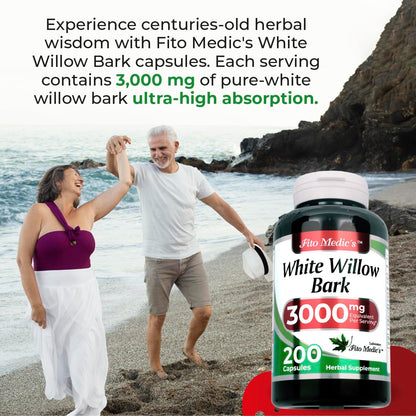 FITO MEDIC'S White Willow Bark | White Willow Extract | 180 Capsules Concentrate Extract | Herbal Supplement High Absorption