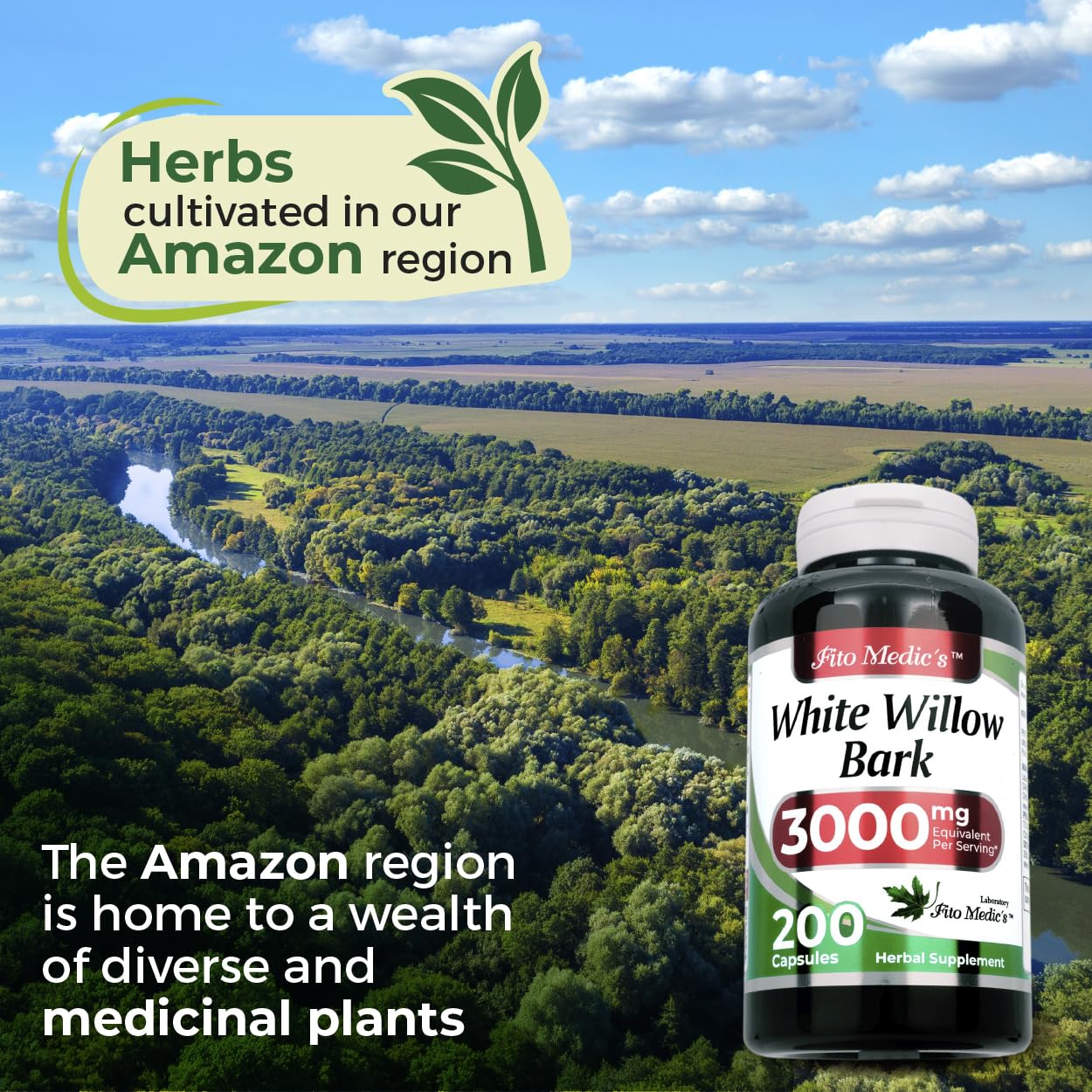 FITO MEDIC'S White Willow Bark | White Willow Extract | 180 Capsules Concentrate Extract | Herbal Supplement High Absorption