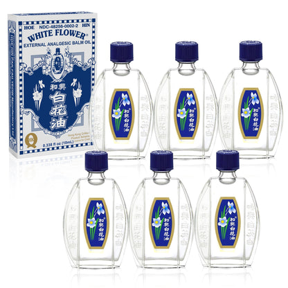 White Flower External Analgesic Balm Oil – 10ml (0.338 fl oz) – 6 Pack | Authentic US Import