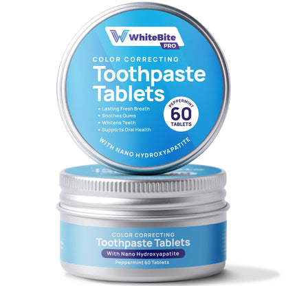 Whitebite Pro Toothpaste Tablets: Nano HA, Fluoride-Free, 60 Tabs