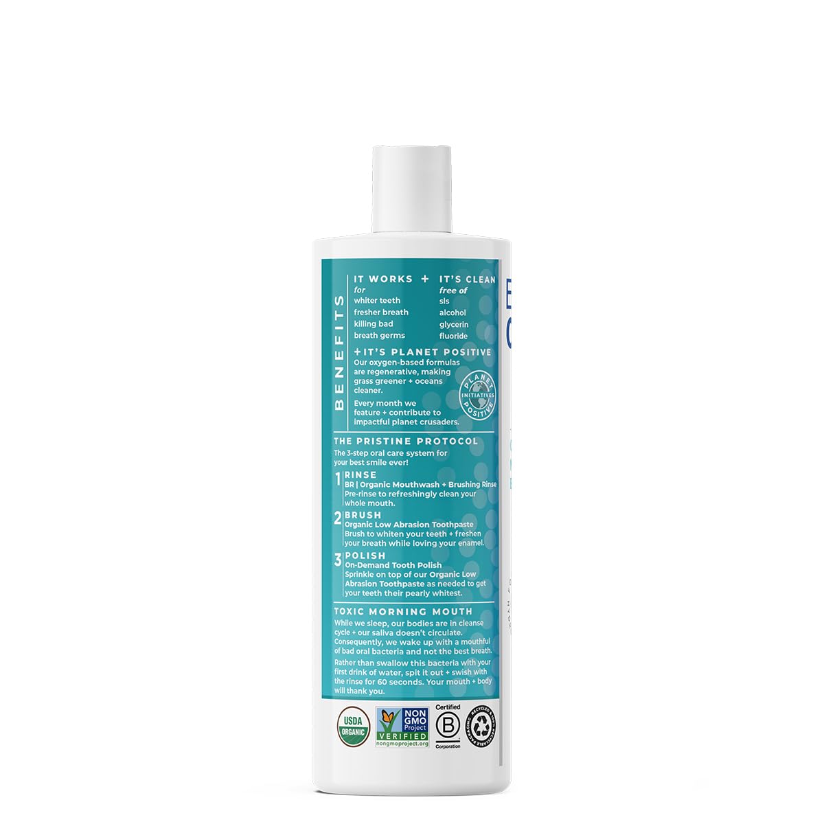 Essential Oxygen Cinnamint Mouthwash – Organic, Alcohol-Free, Whitening 16 oz