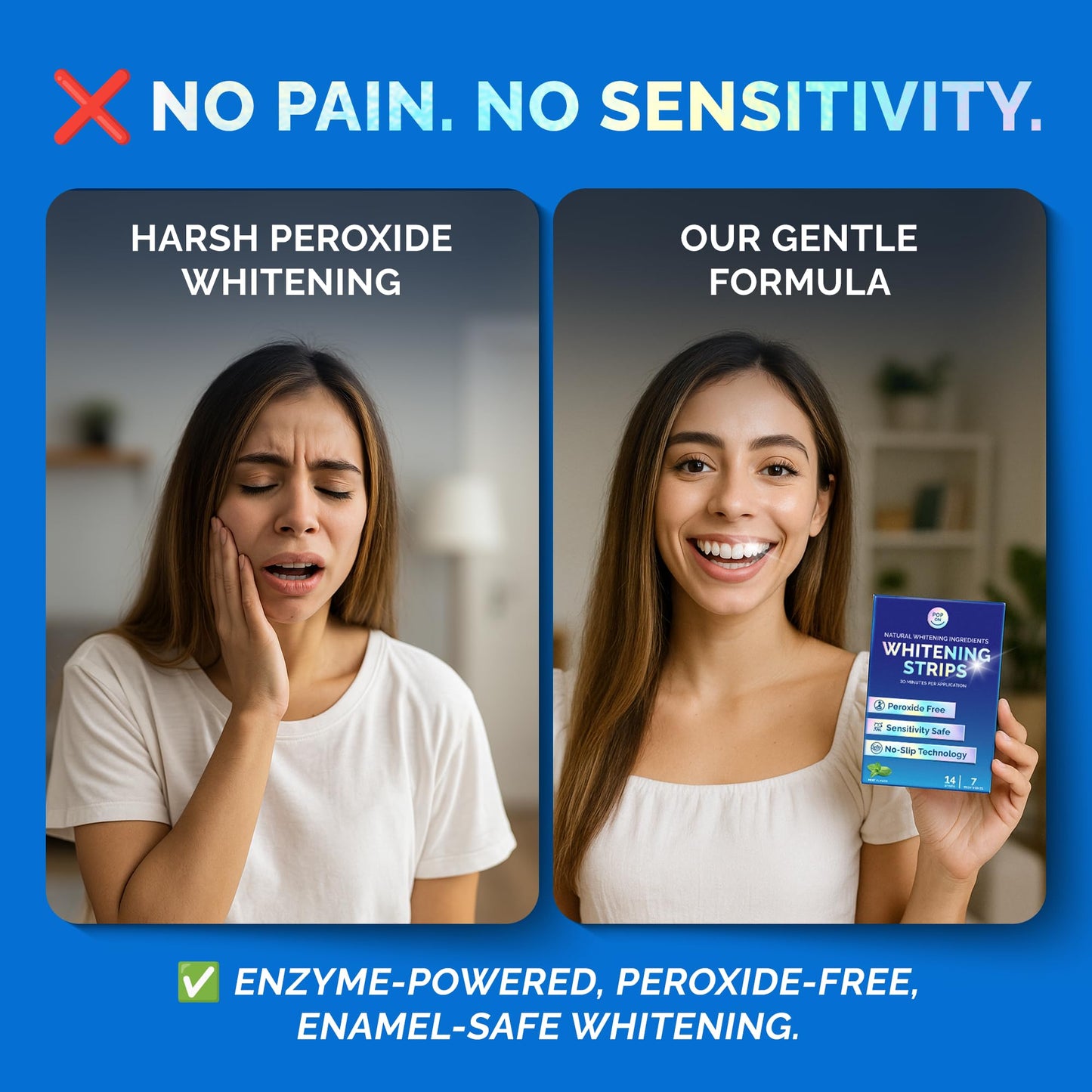 Whitening Strips for Sensitive Teeth – Enamel Safe, Peroxide-Free & Coconut Oil