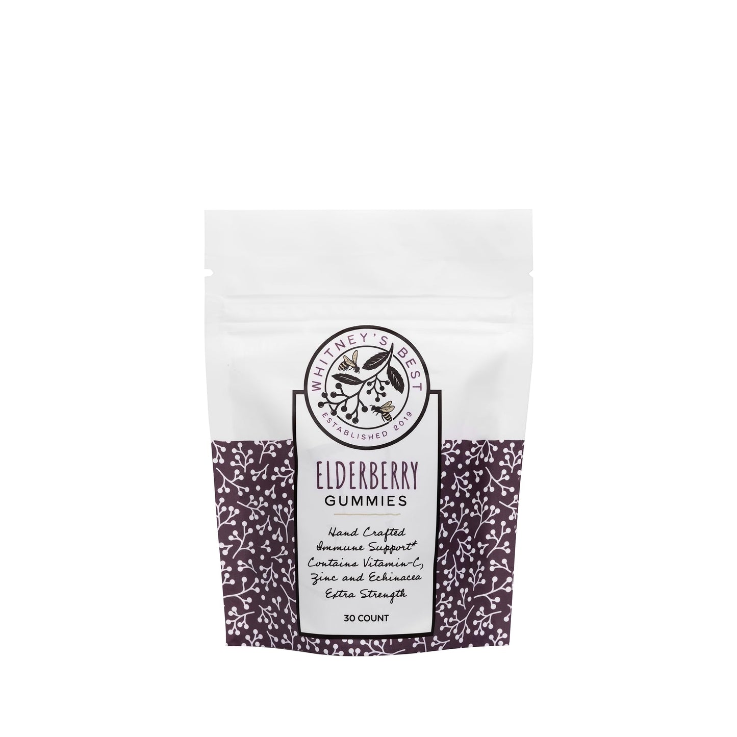 Whitney's Best Elderberry Gummies 30ct - Immune Support with Vitamin C, Zinc & Echinacea - for Adults & Kids - Vegan