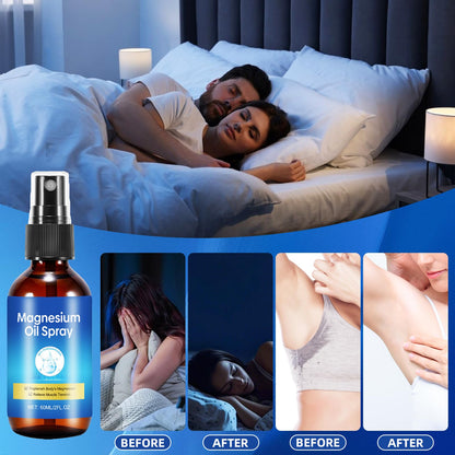 Pure Magnesium Oil Spray – Foot & Body Care, 60ml Leak-Proof Portable Bottle