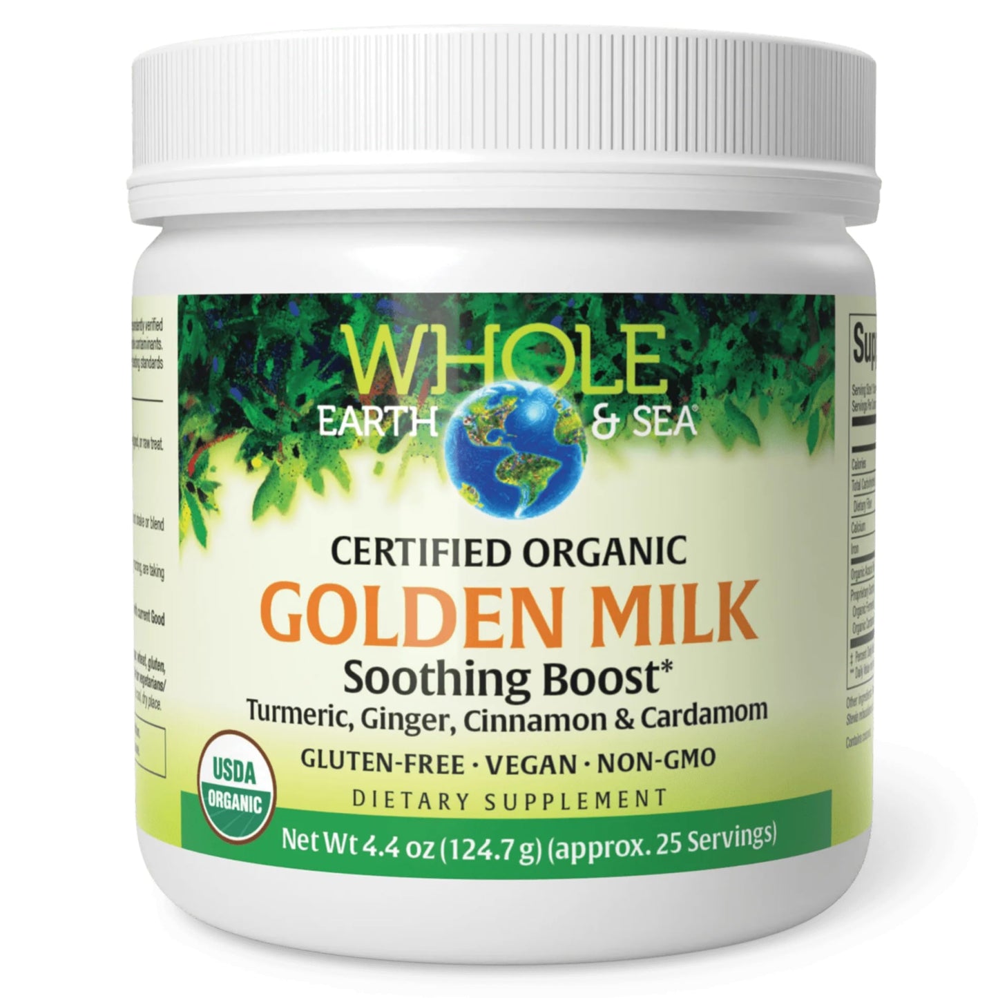Whole Earth & Sea Golden Milk Soothing Boost: Turmeric & Ginger 4.4 oz Powder