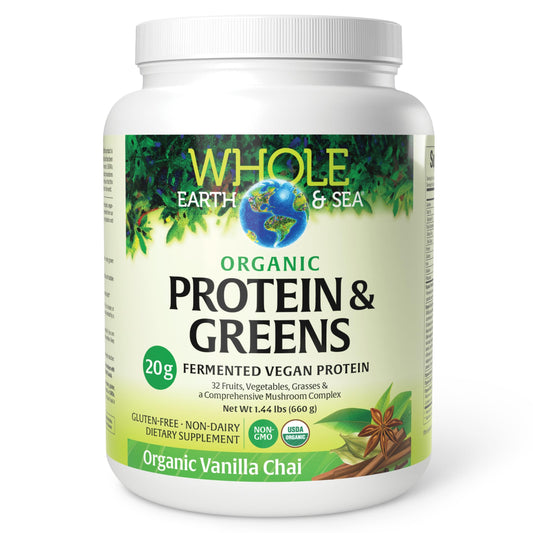 Whole Earth & Sea Organic Fermented Protein & Greens – Vanilla Chai BritishVita | Premium UK Vitamins & Wellness Supplements