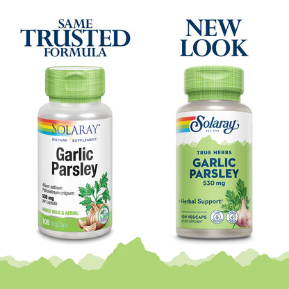 SOLARAY Garlic Bulb & Parsley Leaf 530mg – Cardiovascular & Immune Support | Non-GMO & Vegan | 100 VegCaps