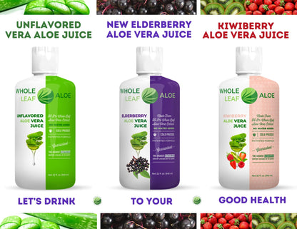 Whole Leaf Aloe Vera + Kiwi Berry – Highest Acemannan Concentration Guaranteed, No Water Added