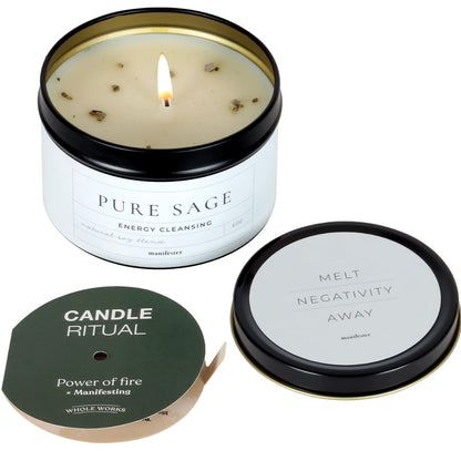 Whole Works Premium Sage Candle for Cleansing – 6oz Natural Soy Wax, Paraben & Phthalate Free