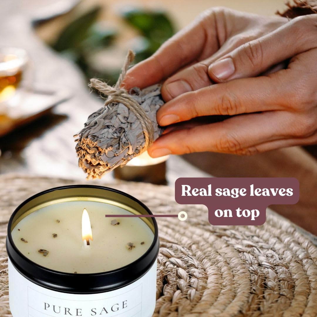 Whole Works Premium Sage Candle for Cleansing – 6oz Natural Soy Wax, Paraben & Phthalate Free
