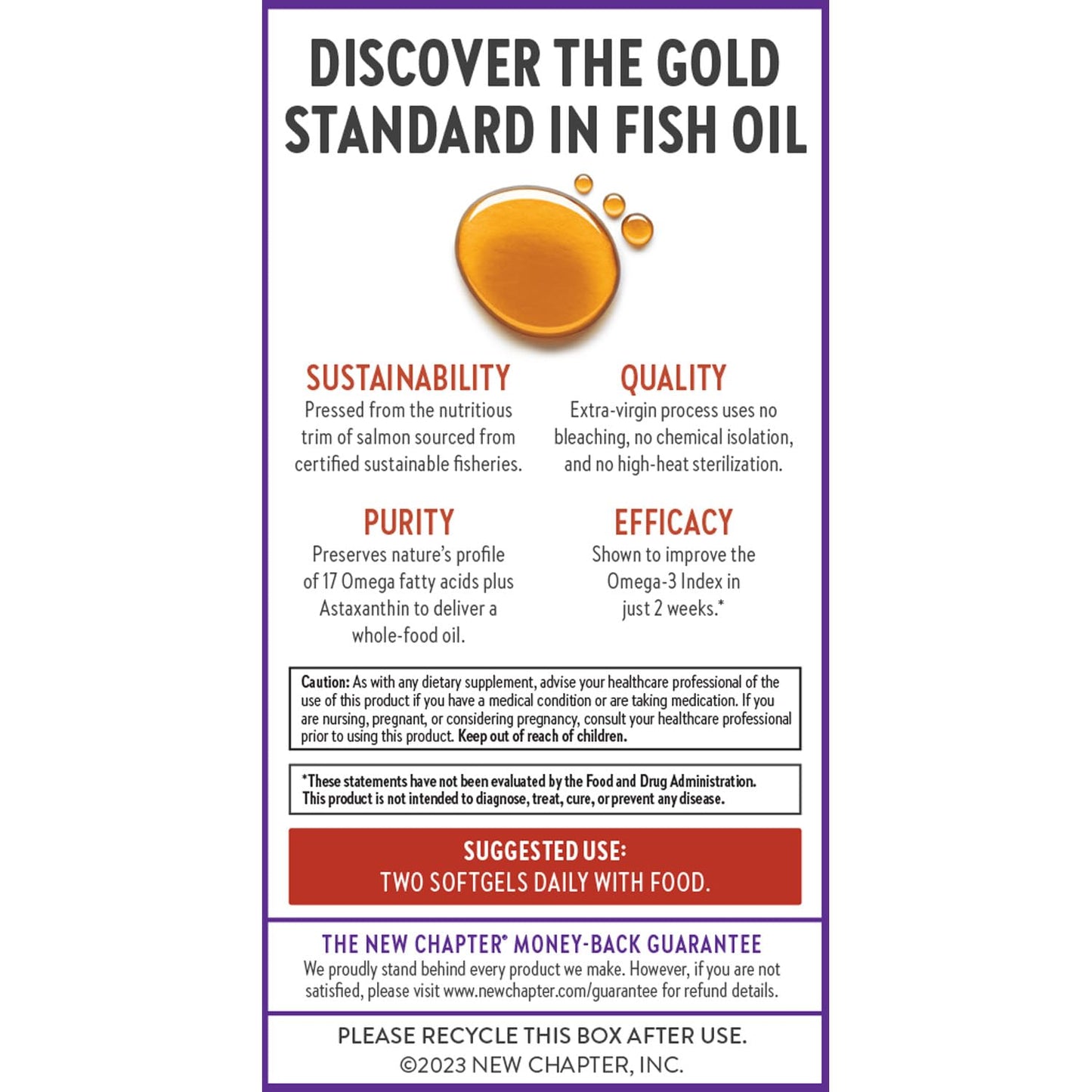 New Chapter Wholemega Fish Oil – 2000mg per Serving, Wild Alaskan Salmon Oil + Vitamin D3, 60 Softgels
