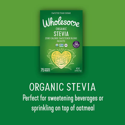 Wholesome! Organic Stevia - 75 Packets | Natural Zero-Calorie Sweetener