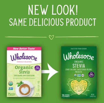 Wholesome! Organic Stevia - 75 Packets | Natural Zero-Calorie Sweetener