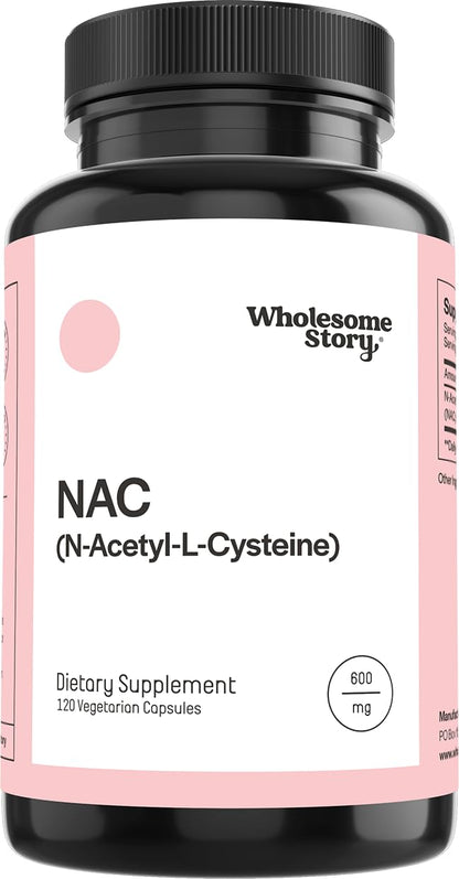 Wholesome Story NAC 600 mg | N-Acetyl Cysteine for Liver, Lung & Fertility – 120 Capsules