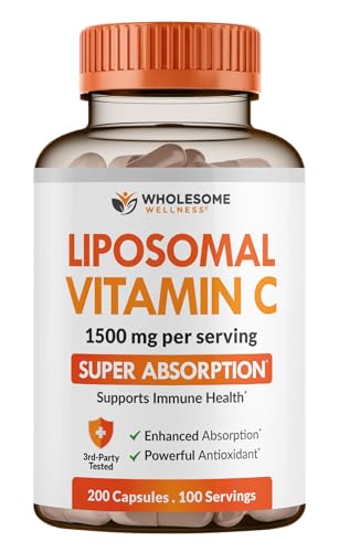 Wholesome Wellness Liposomal Vitamin C - 200 Capsules, 1500mg | High Absorption