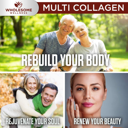 Wholesome Wellness Multi-Collagen Pills – 5 Types I-V, Organic Herbs