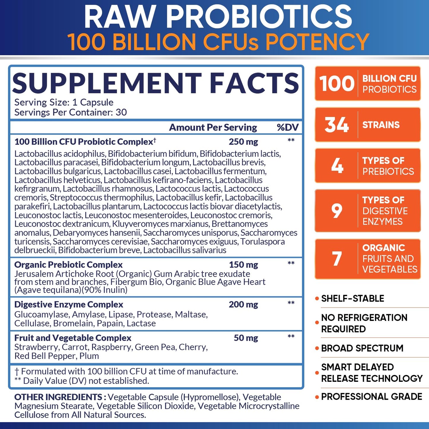 Wholesome Wellness Organic Raw Probiotics – 100B CFU, 30 Caps