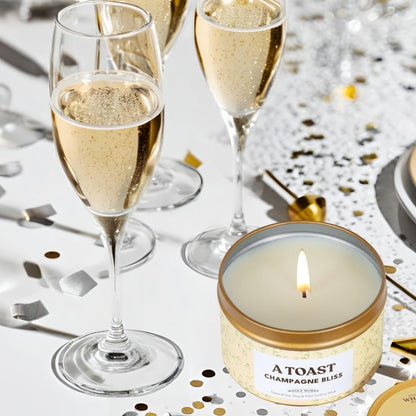 Whole Works Premium Champagne Toast Candle – Natural Soy Wax, 6oz, Phthalate- & Paraben-Free, Clean Aromatherapy