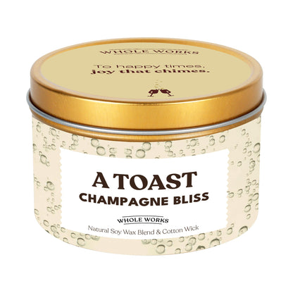 Whole Works Premium Champagne Toast Candle – Natural Soy Wax, 6oz, Phthalate- & Paraben-Free, Clean Aromatherapy