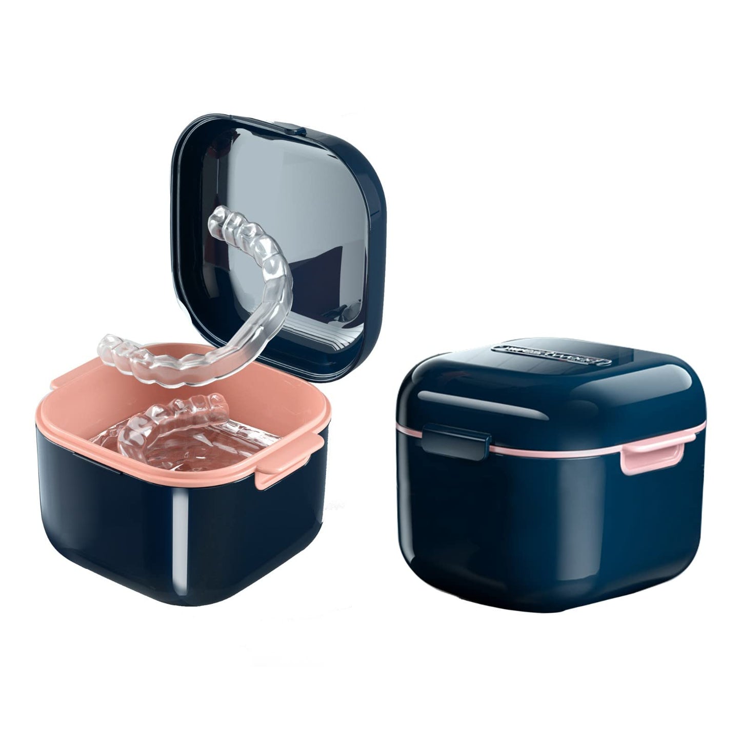 Whoobell Denture Cup & Retainer Case – Travel Mouth Guard Box (Blue)