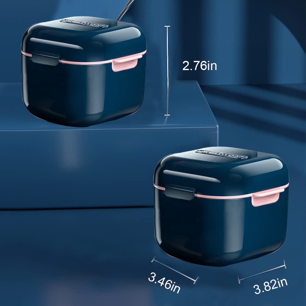 Whoobell Denture Cup & Retainer Case – Travel Mouth Guard Box (Blue)