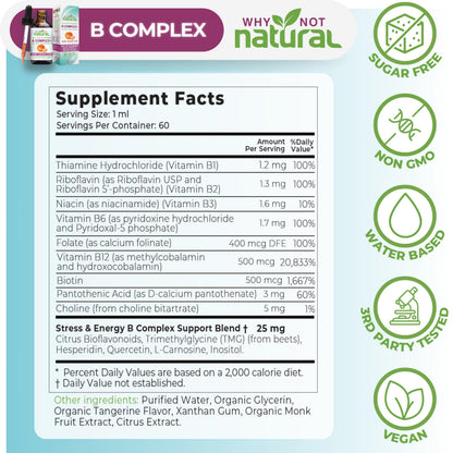 Why Not Natural Vitamin B Complex Liquid Drops | Vegan Sublingual B Vitamins for Women