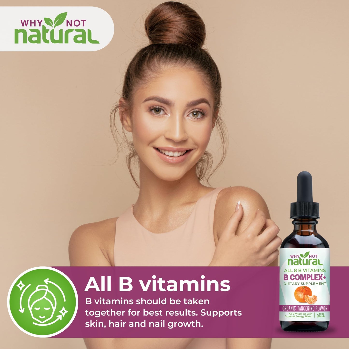 Why Not Natural Vitamin B Complex Liquid Drops | Vegan Sublingual B Vitamins for Women