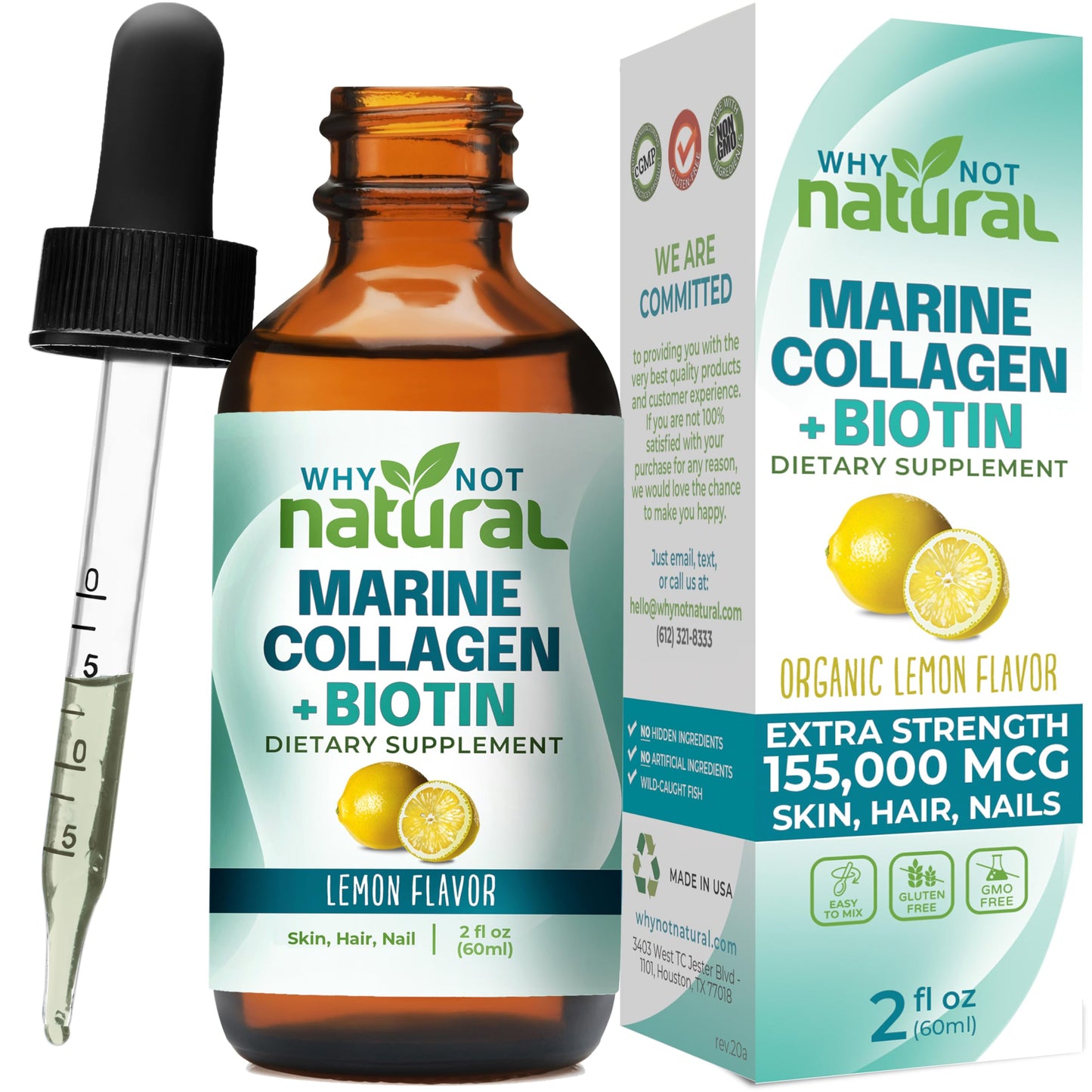Why Not Natural Liquid Collagen + Biotin Drops for Hair, Skin & Nails