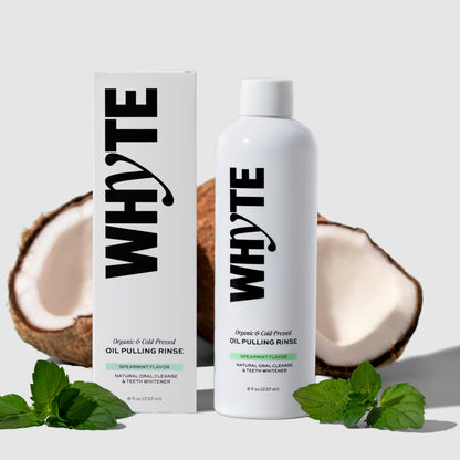 Whyte Coconut Oil Pulling Mouthwash – Teeth Whitening & Gum Health (Spearmint)