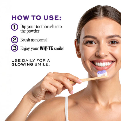 Whyte Purple Teeth Whitening Powder for Sensitive Teeth – Mint Flavor