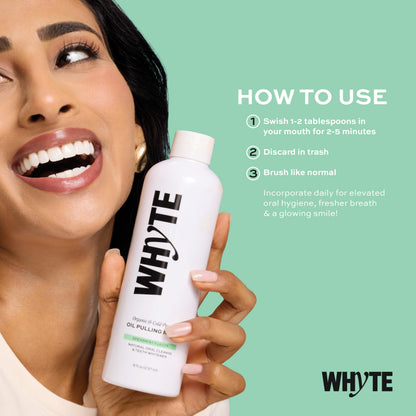 Whyte Coconut Oil Pulling Mouthwash – Teeth Whitening & Gum Health (Spearmint)