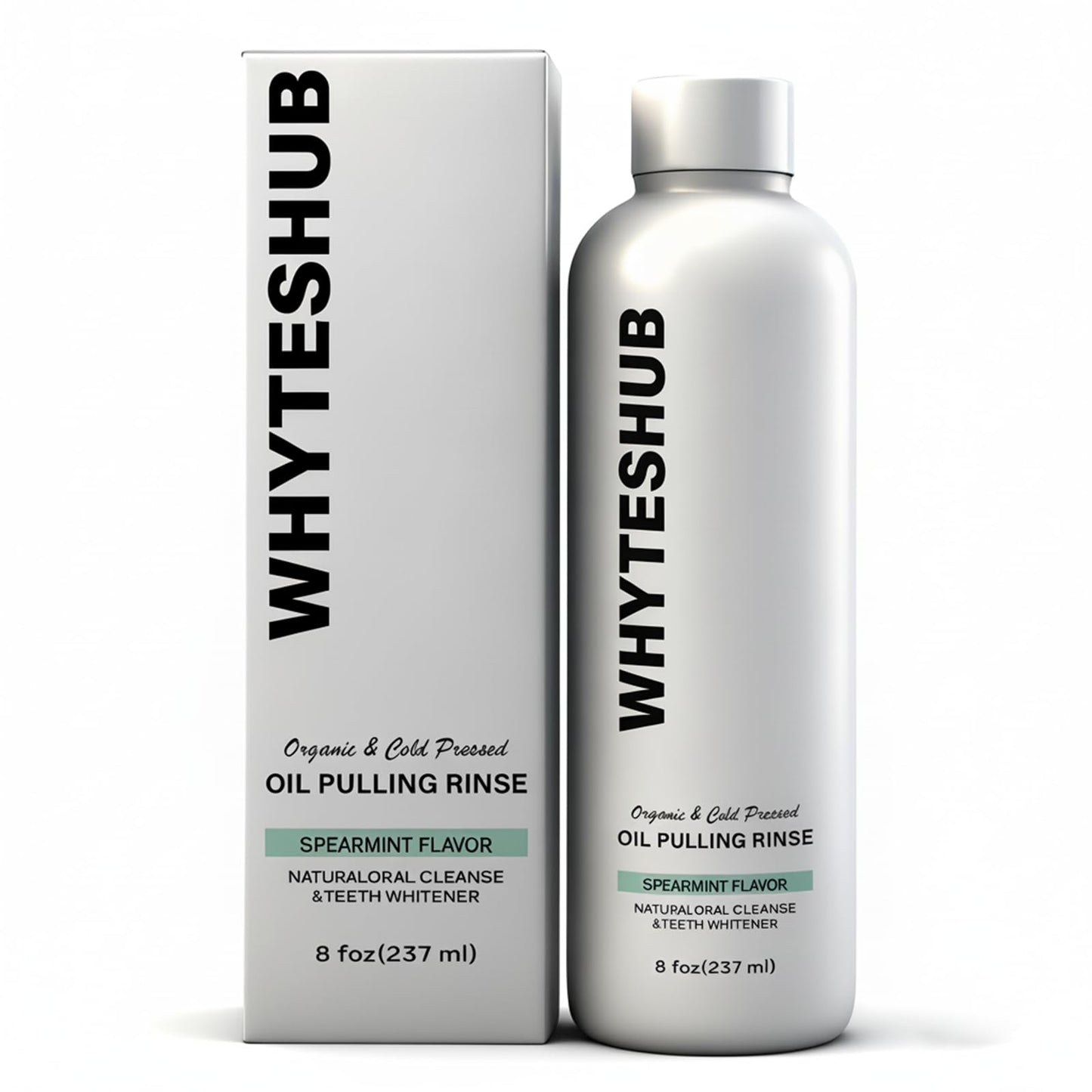 Whyteshub Spearmint Oil Pulling Rinse – Organic Coconut Oil Mouthwash (8 oz)