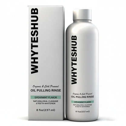 Whyteshub Spearmint Oil Pulling Rinse – Organic Coconut Oil Mouthwash (8 oz)